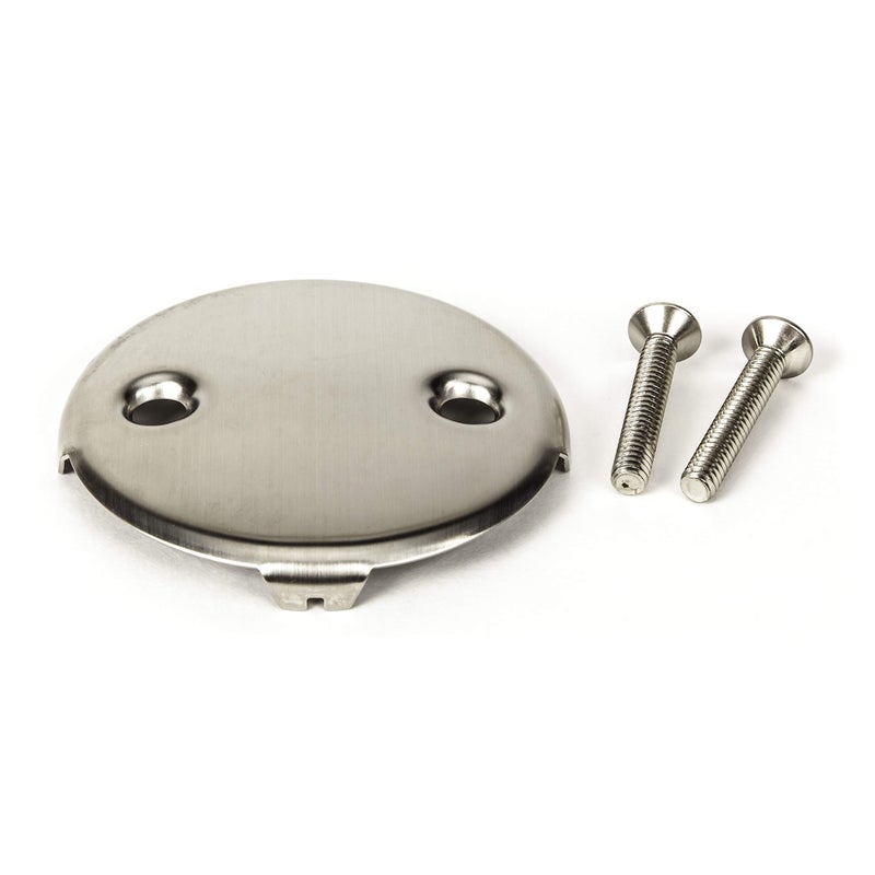 PF WaterWorks PF0965-BNUniversal Bath Tub/Bathtub Drain Double/Two (2) Hole Overflow Face Plate with Matching ScrewBrushed Nickel
